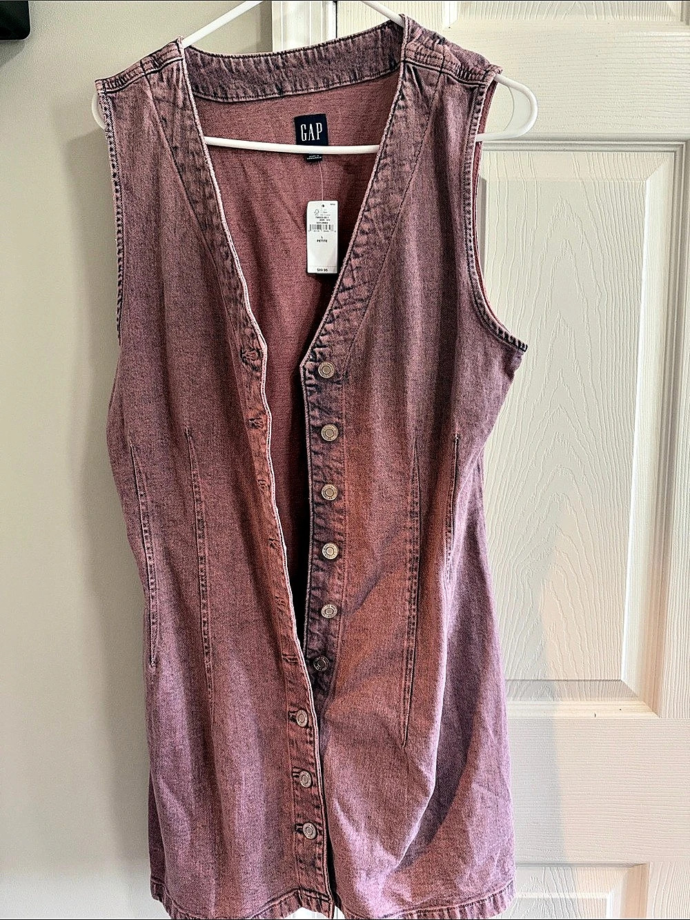 Gap Denim V-Neck Mini Dress Pink Size Large